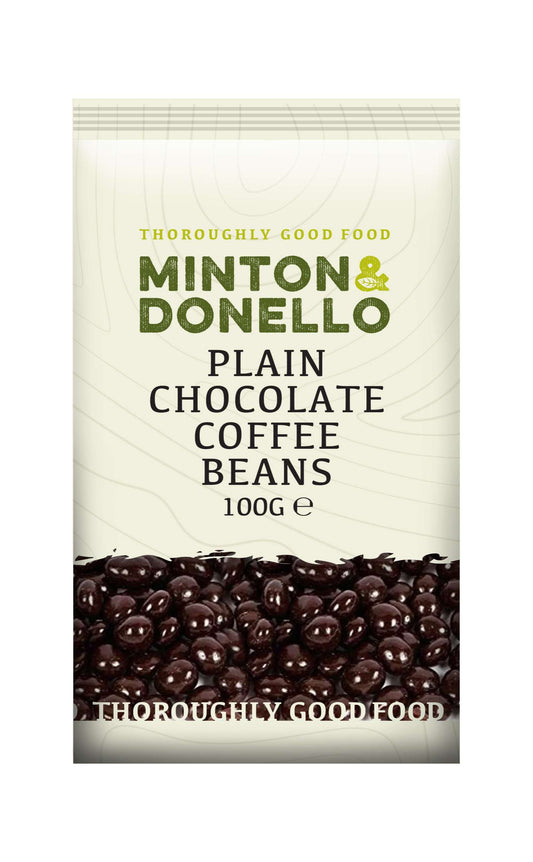 6 x Minton & Donello Plain Chocolate Coffee Beans - 100g