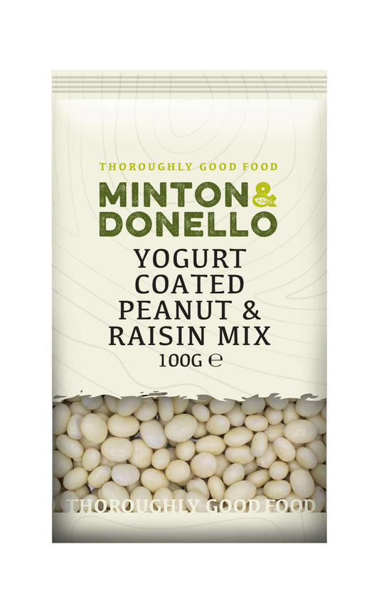 6 x Minton & Donello Yogurt Coated Peanut & Raisin Mix - 100g