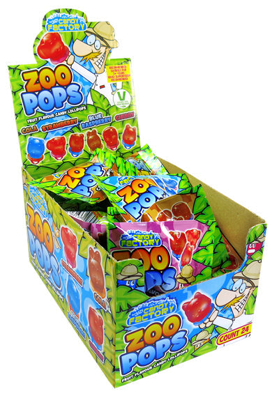 24 x Candy Factory Zoo Pops 11G