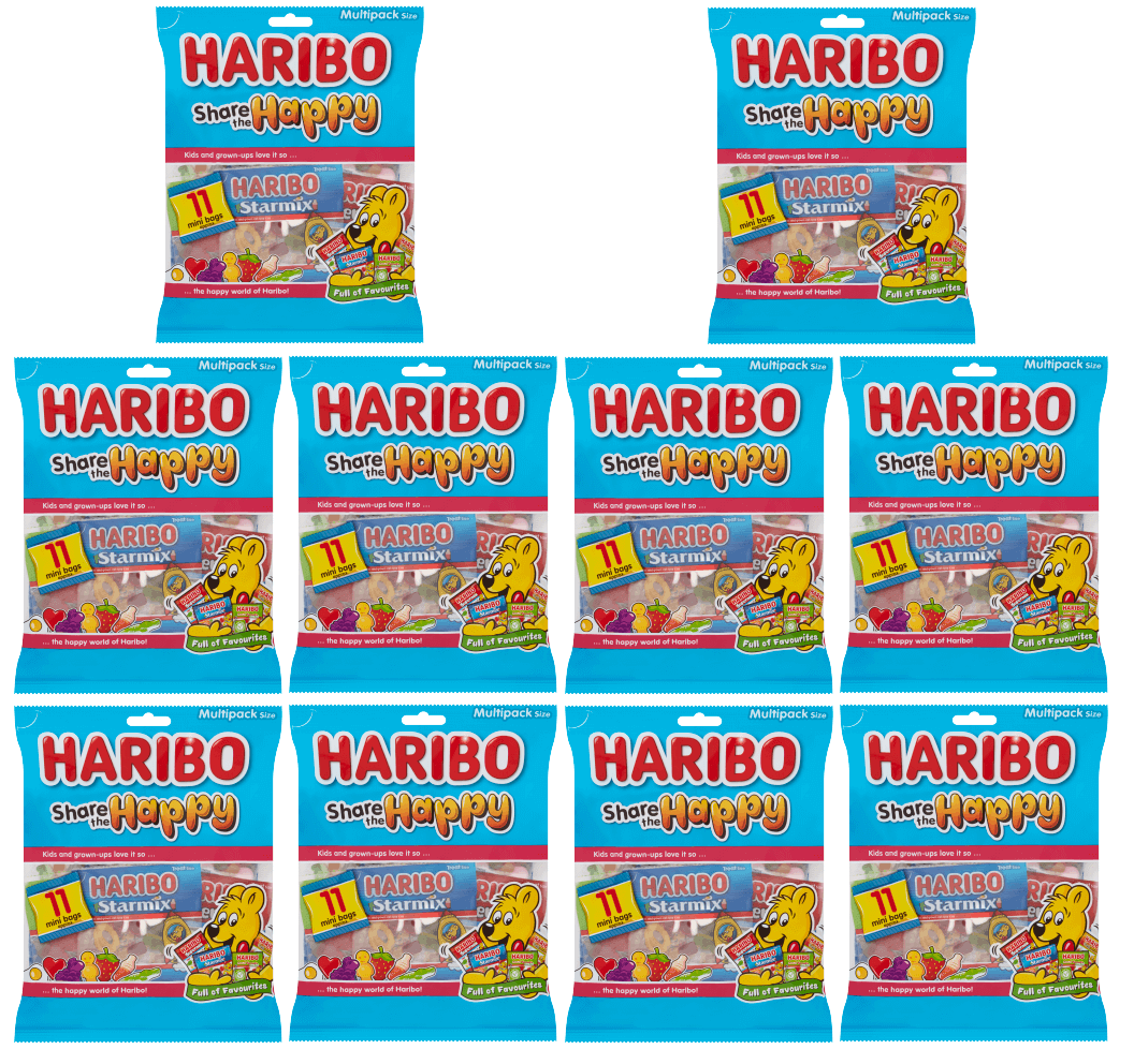 10 x Haribo Share The Happy Multipack Sweets Bag 176GM