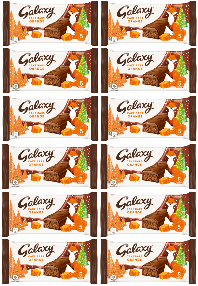 12 X Galaxy Orange Festive Cake Bars 5pk 143.7GM