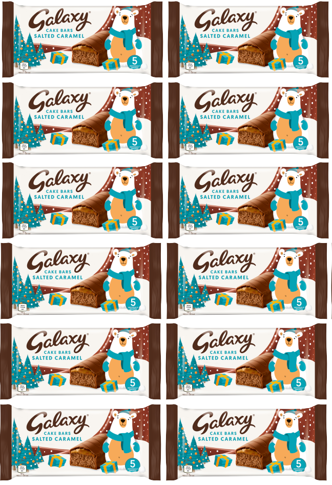12 X Galaxy Salted Caramel Festive Cake Bars 5pk 129.55