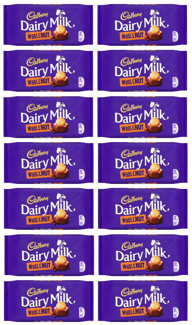 14 X Cadbury Wholenut Large Bar 180GM