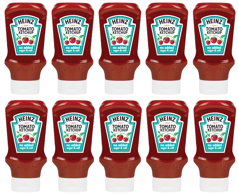 10 x Heinz Tomato Ketchup No Added Sugar 425Gm