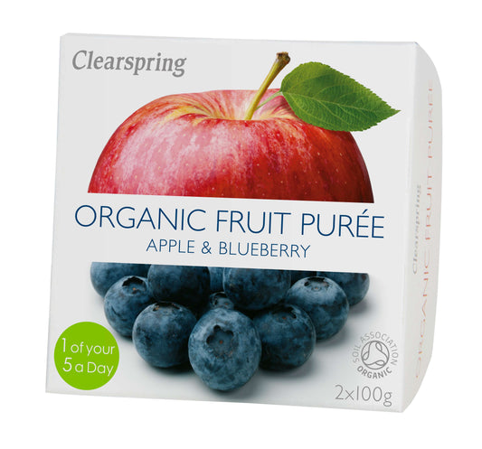 Clearspring Fruit Puree - Apple/Blueberry Org - 2x100g
