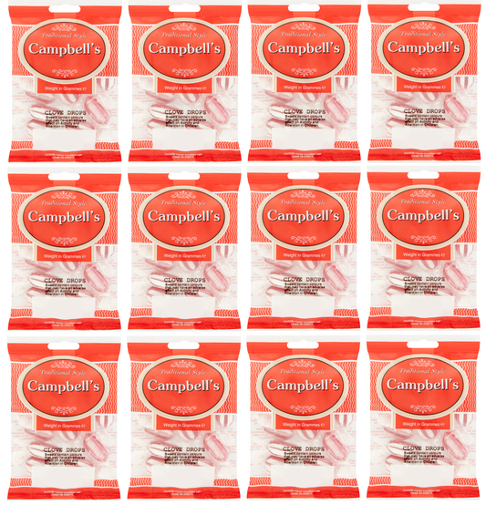 12 x Campbells Clove Drops Bag 100Gm