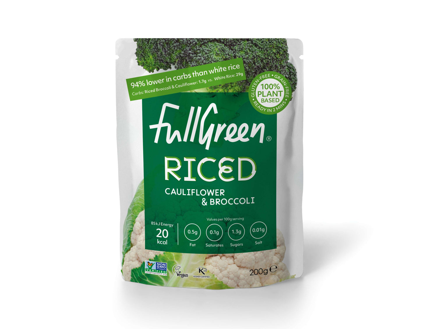 6 x Fullgreen Riced Cauliflower & Broccoli - 200g