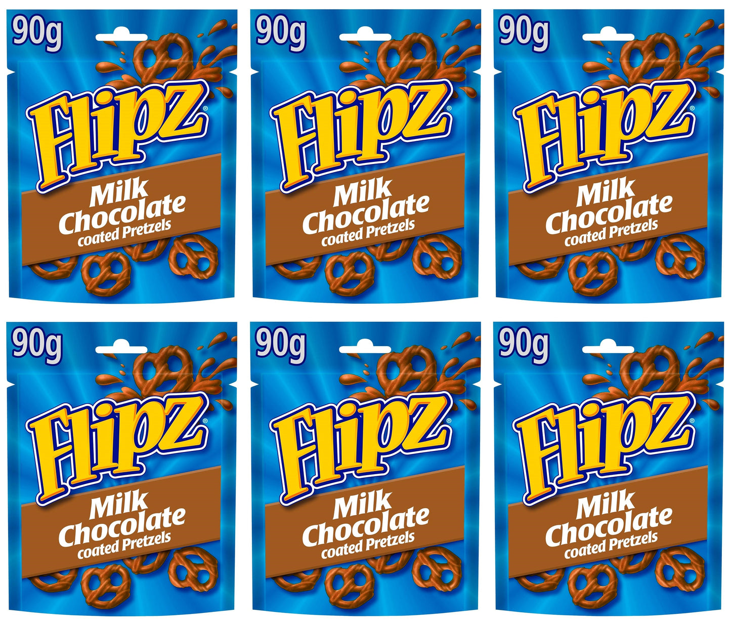 6 x Flipz Milk Chocolate Pretzels - 90g