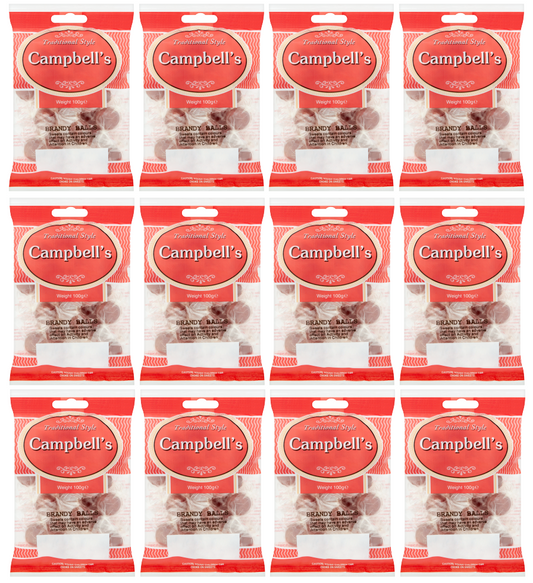 12 x Campbells Brandy Balls Bag 100Gm
