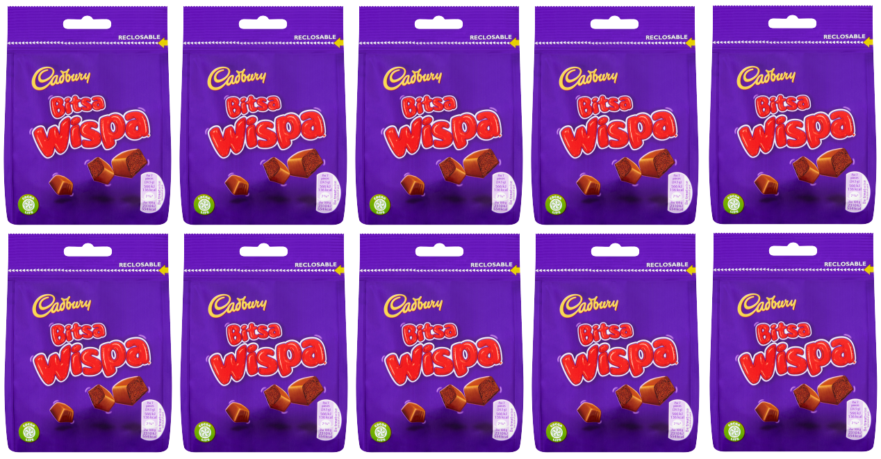 10 x Cadbury Bitsa Wispa 85Gm