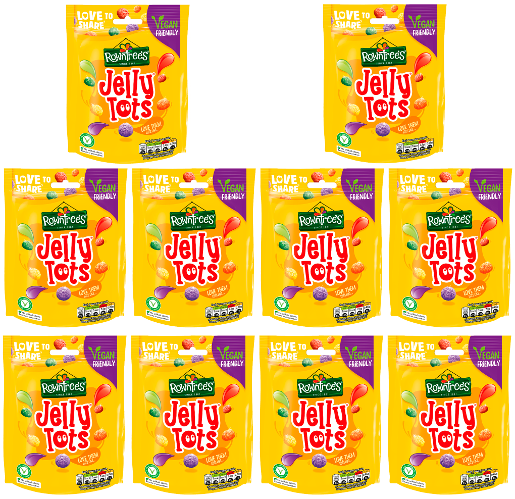 10 x Rowntrees Jelly Tots Pouch (Vegan) 150Gm