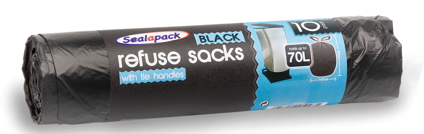 20 x Sealapack Refuse Sack Tie Handle 70 Litre 10 Pack