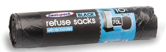20 x Sealapack Refuse Sack Tie Handle 70 Litre 10 Pack