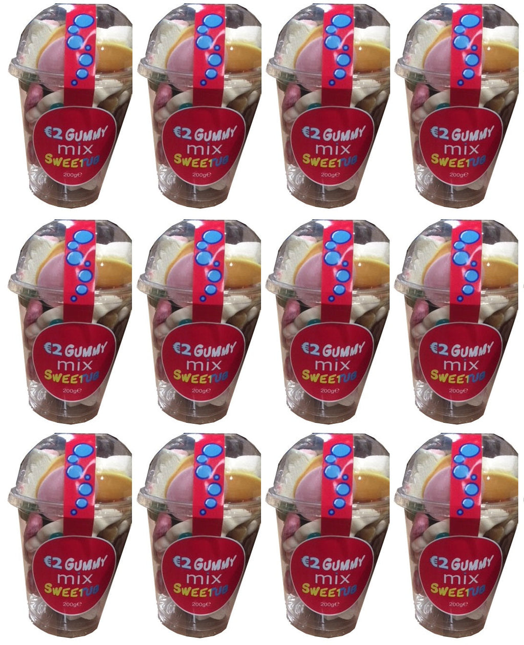 12 x Gummy Fizzy Mixup Sweets Cup  200Gm