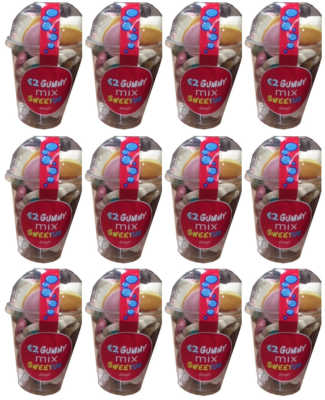 12 x Gummy Fizzy Mixup Sweets Cup  200Gm