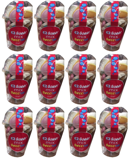 12 x Gummy Fizzy Mixup Sweets Cup  200Gm