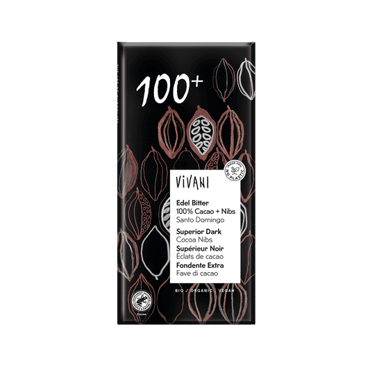 10 x Vivani Superior Dark 100% + cocoa nibs Org - 80g