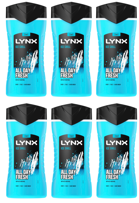 6 x Lynx Body Wash Ice Chill - 225ML