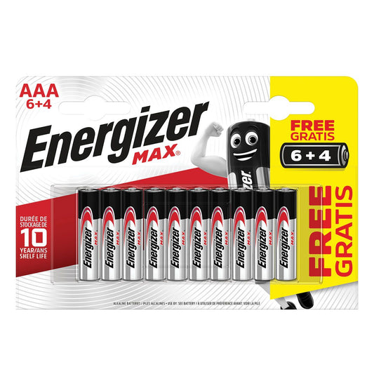 Energizer Max Alkaline Batteries Aaa 6 + 4