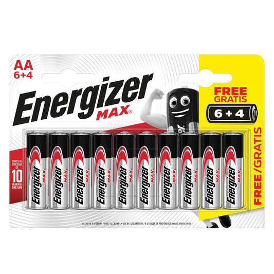 Energizer Max Alkaline Batteries Aa 6+4