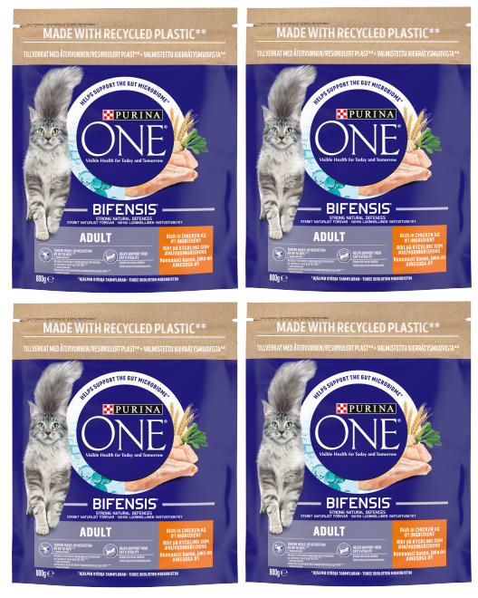 4 x Purina One Adult Cat Chicken  - 800GM