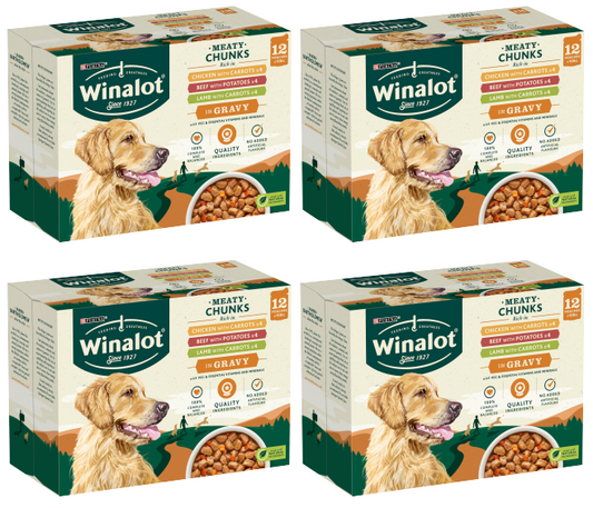 4 x Winalot Dog Meaty Chunks Gravy Selection  - 12X100GM