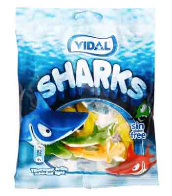 14 x Vidal Jelly Sharks Bag 100Gm