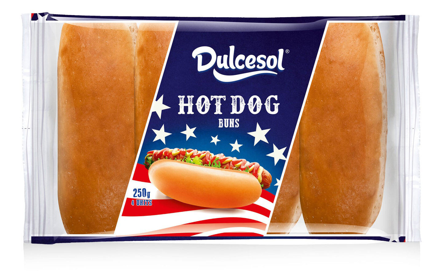 8 x Dulcesol Hot Dog Buns 4 Pack - 250Gm