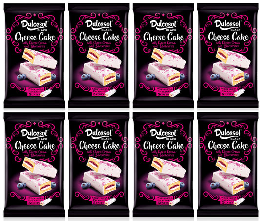 8 x Dulcesol Black Cheese Cake Slices Blueberry 5 Pack - 225Gm
