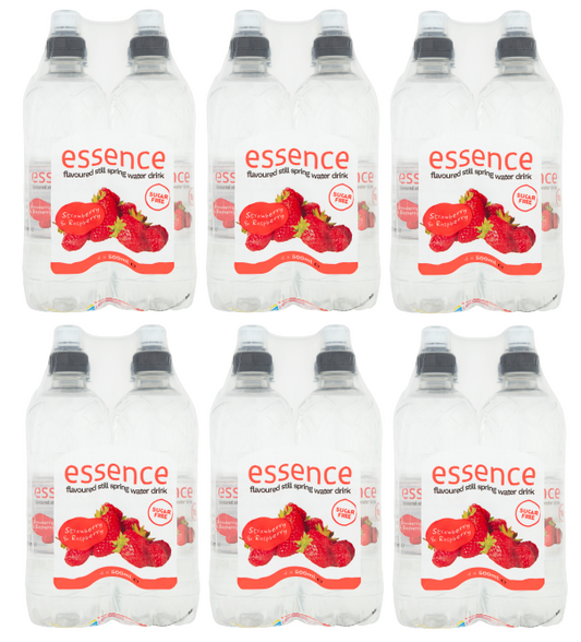 24 x Essence Strawberry & Raspberry Still Spring Water 500Ml