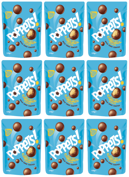 9 X Poppets Salted Caramel Pouch 130GM