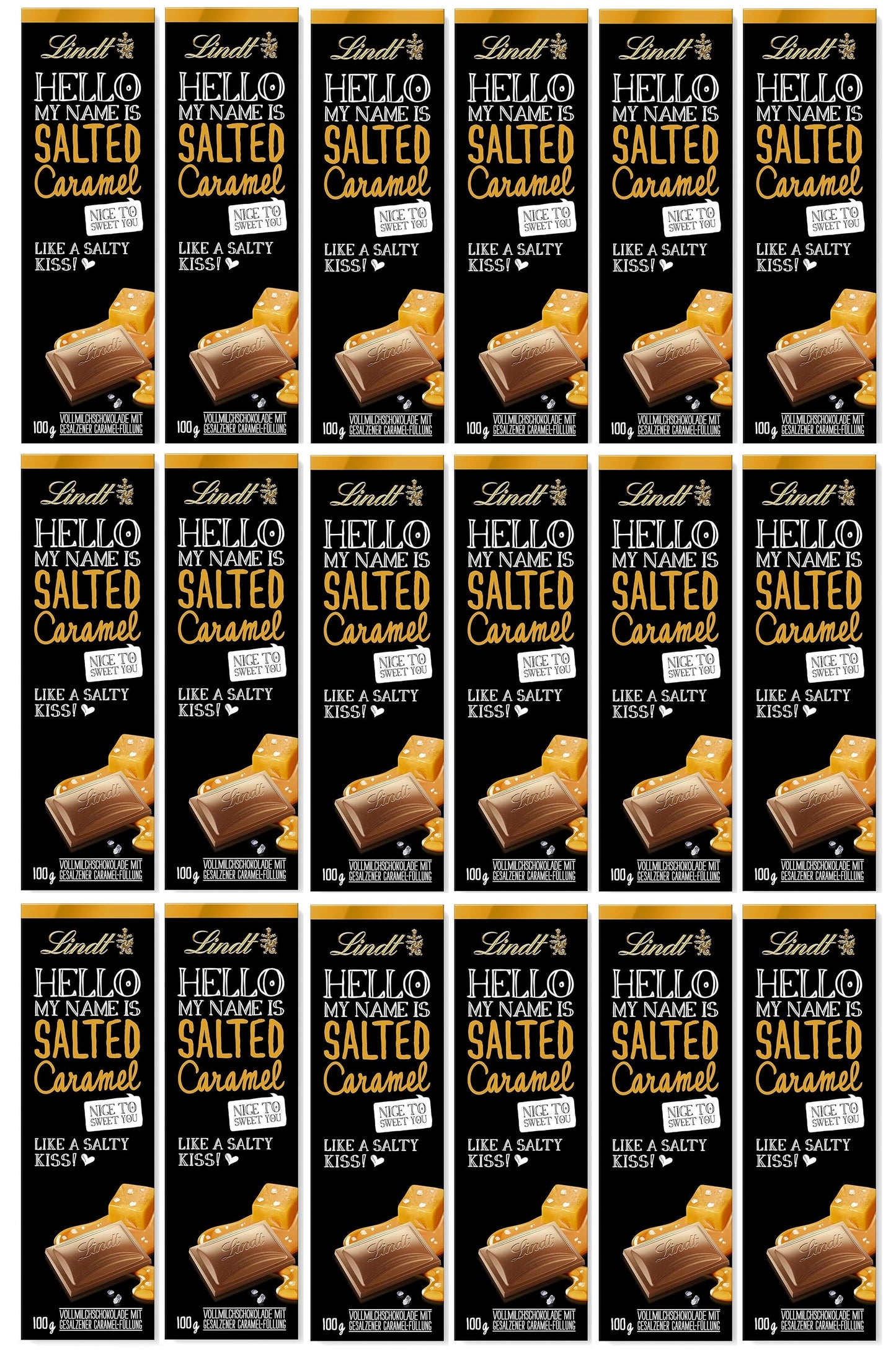 18 x Lindor Salted Caramel Bar - 100GM