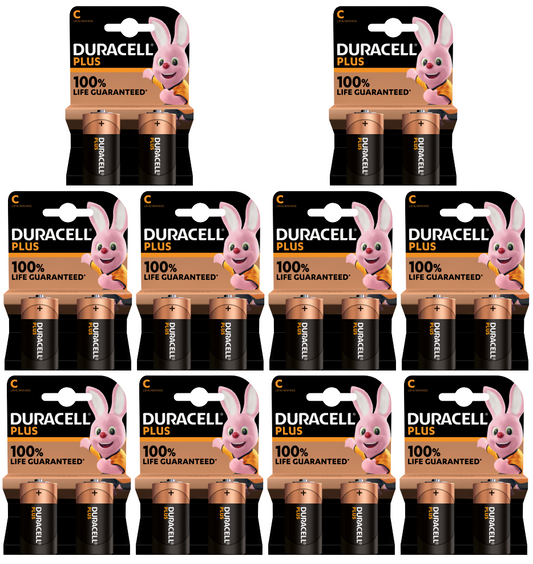 10 X Duracell Plus C Batteries 2 Pack