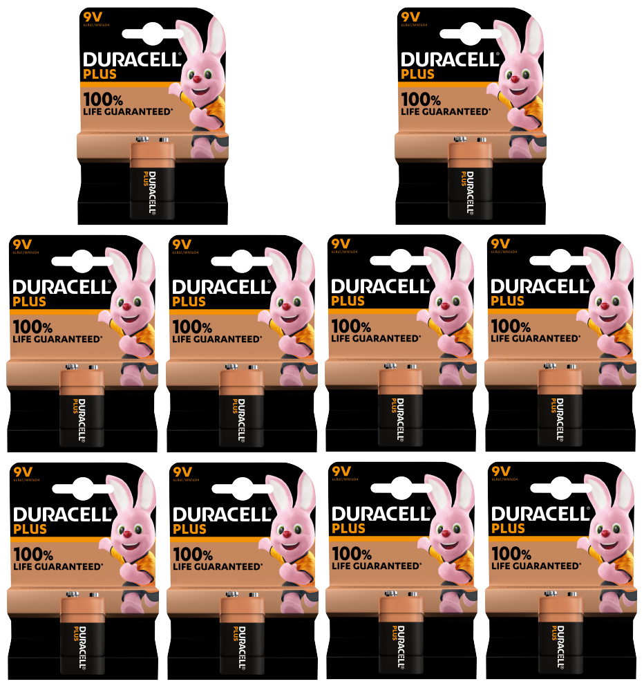 10 X Duracell Plus 9V Battery