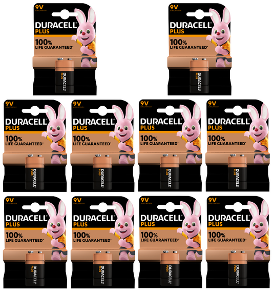 10 X Duracell Plus 9V Battery