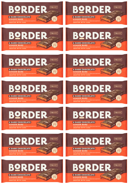 18 X Border Biscuits Dark Chocolate Ginger Bars 144Gm