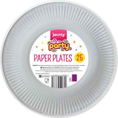 24 X Jaunty Paper Plates White 9 Inch 25 PACK