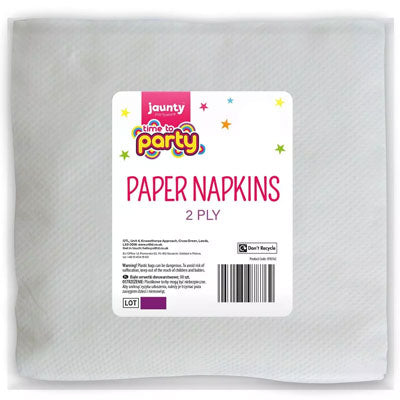 24 x Jaunty White Napkins In 2 Ply 30 Pack