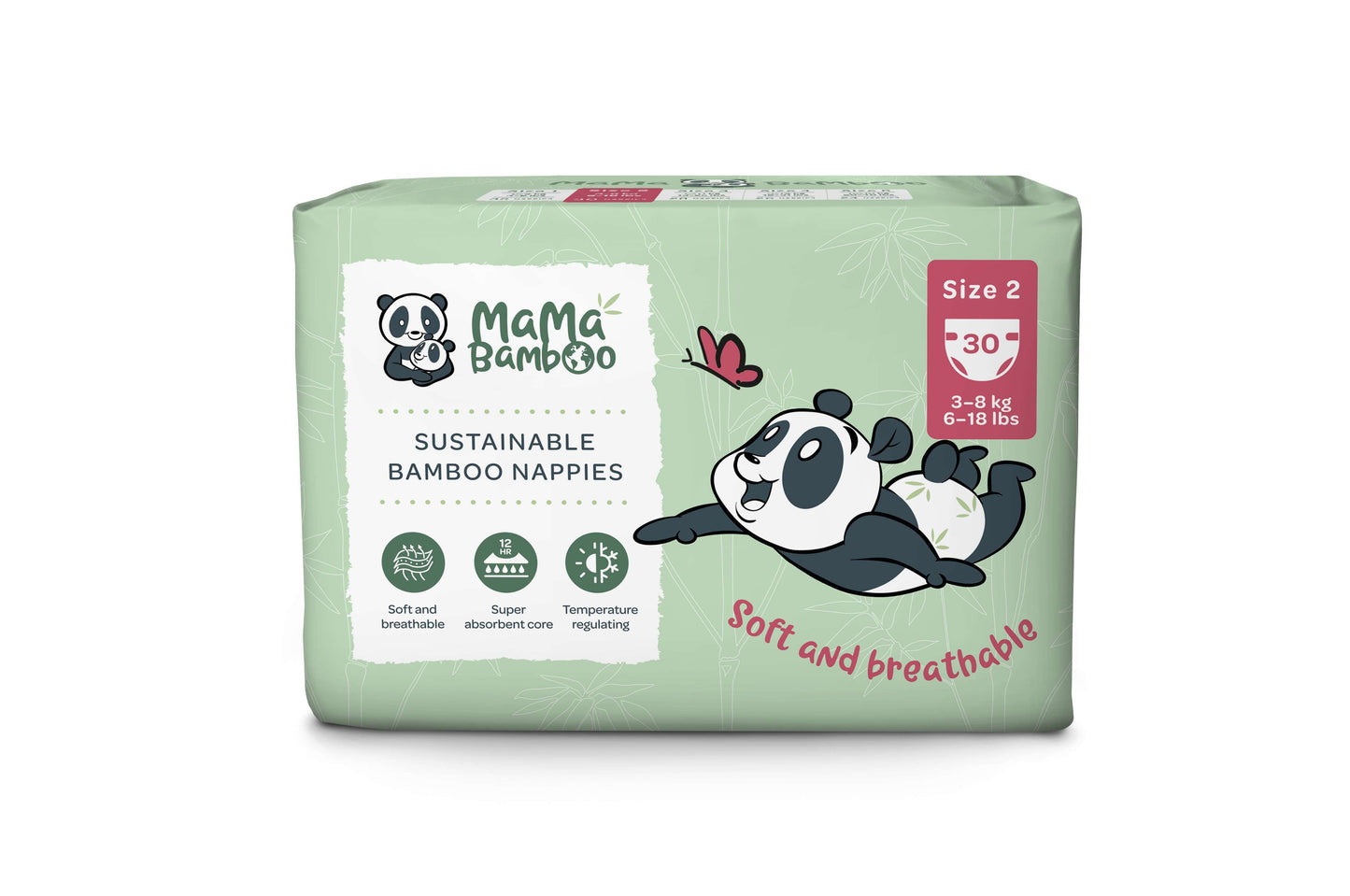 Mama Bamboo Eco Nappies - Size 2 (Small) - 30pc