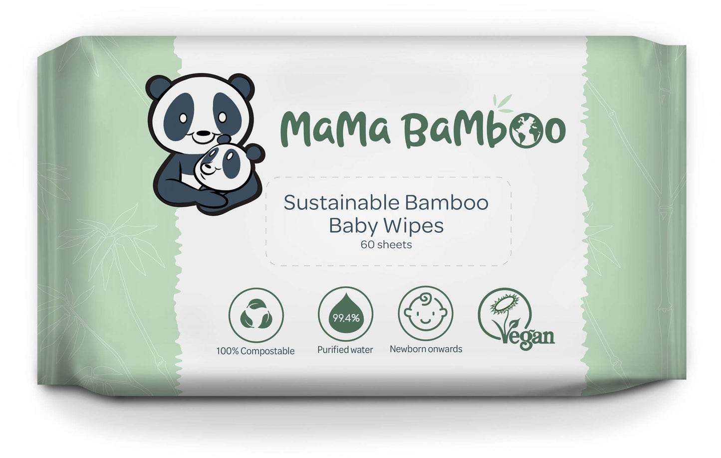Mama Bamboo Eco Baby Wipes - 60pc