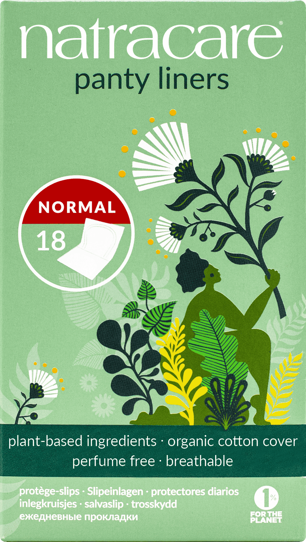 Natracare Panty Liners - Normal, Wrapped - 18pc