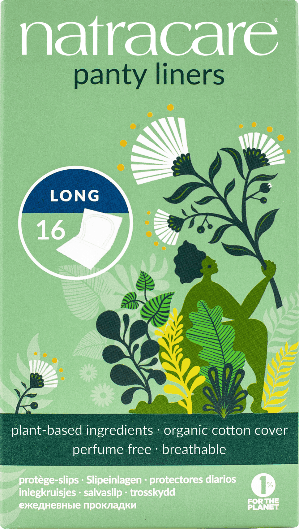 Natracare Panty Liners - Long, Wrapped - 16pc
