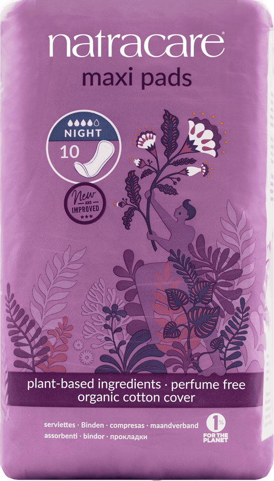 Natracare Night Time Maxi Pads - 10pc