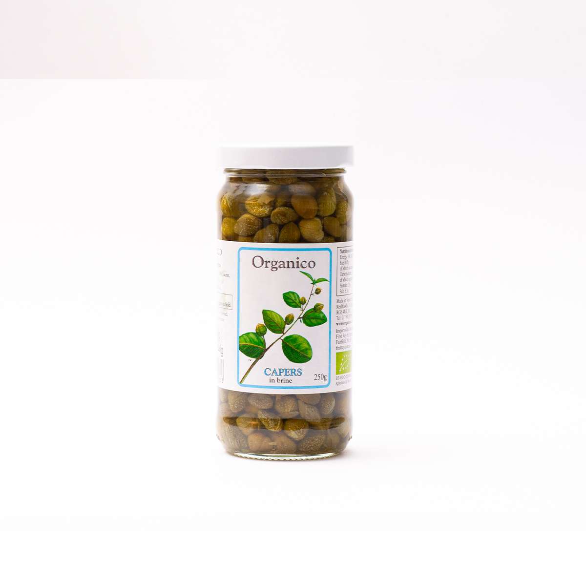 Organico Org capers in brine (large jar) - 250g