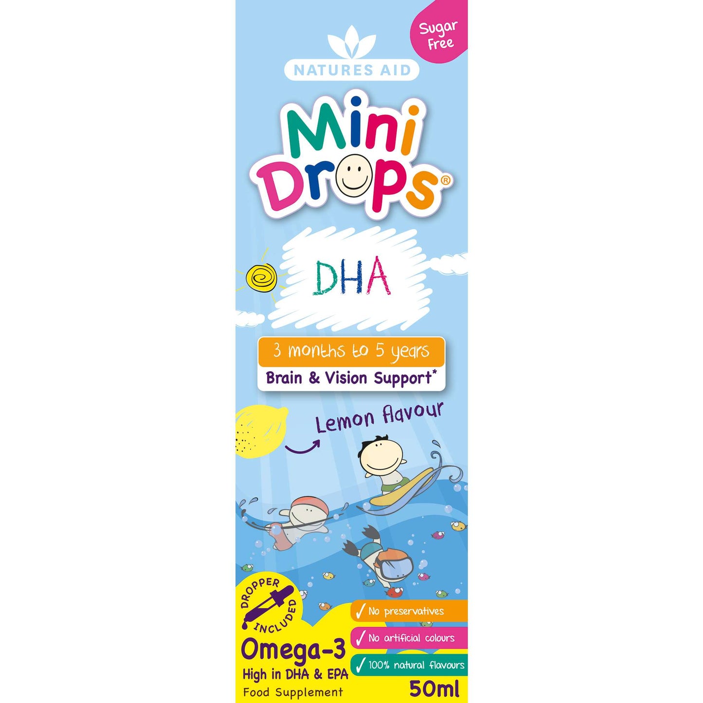 Natures Aid Mini Drops Omega-3 DHA - 50ml