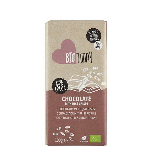 12 x BioToday Chocolate with rice crisps - 100g