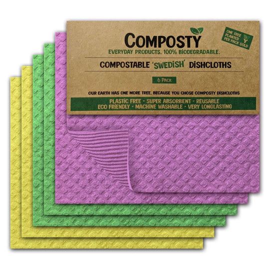 Composty Swedish Dishcloths (Assorted Colours) - 6pc