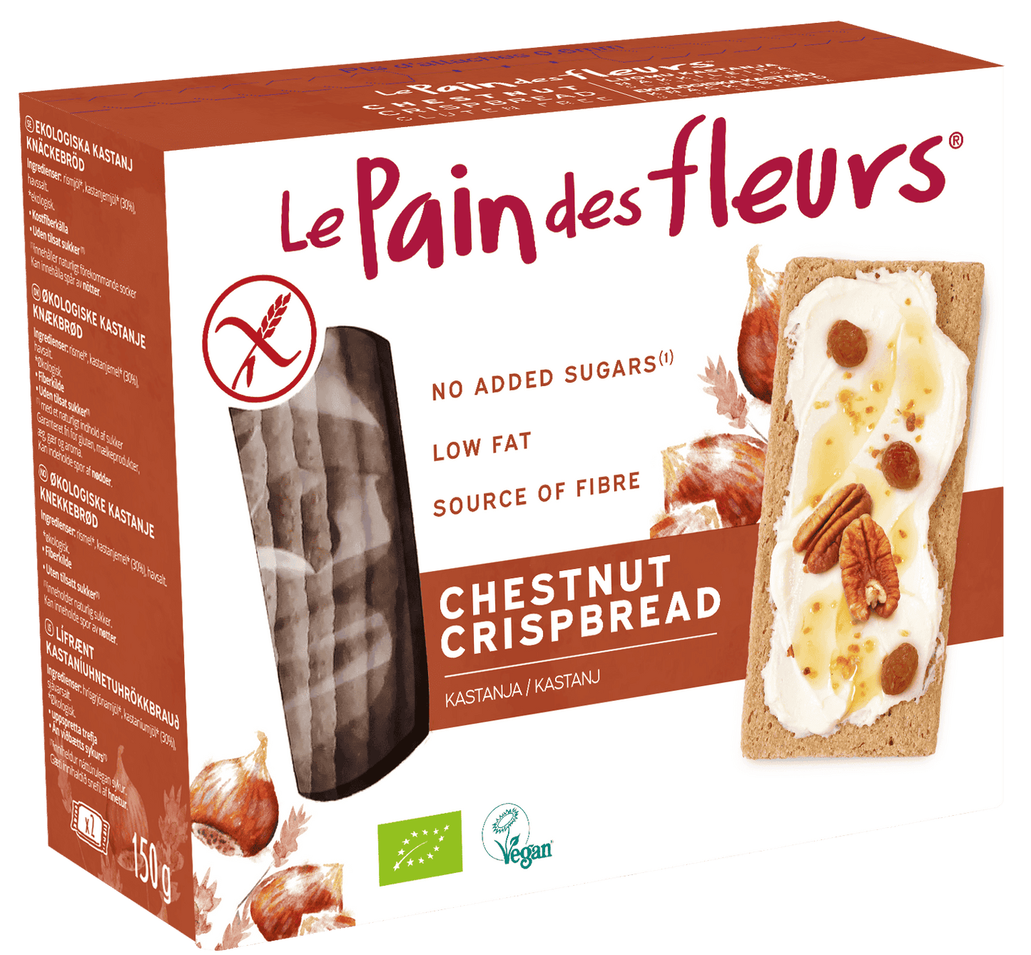 6 x Le Pain Des Fleurs Org Chestnut Flour GF Crispbread - 150g