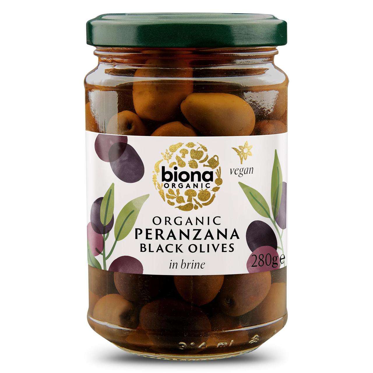 Biona Black Whole Peranzana Olives in Brine Organic - 280g