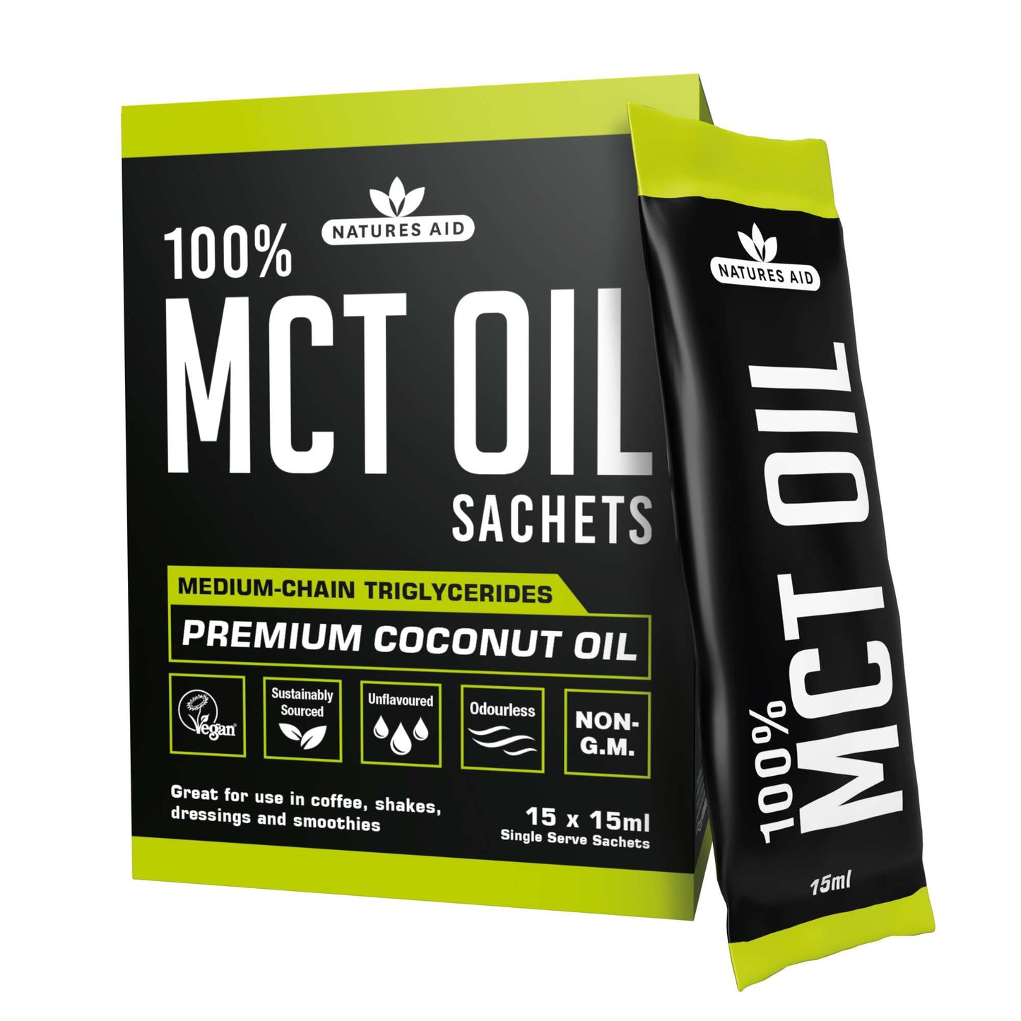 Natures Aid 100% MCT Oil Sachets x15 - 15ml